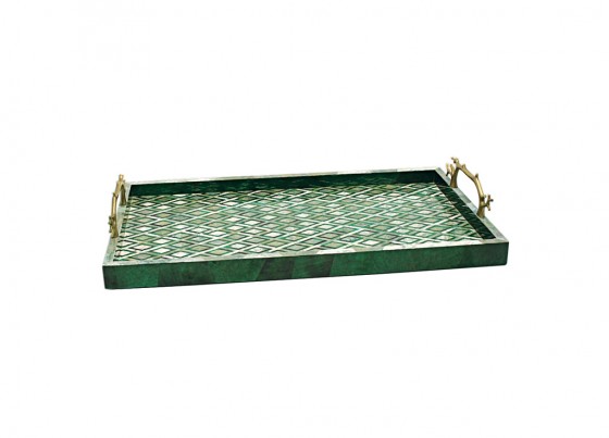 One Thousand and One Nights Shell Rayhan Tray in Green Shell